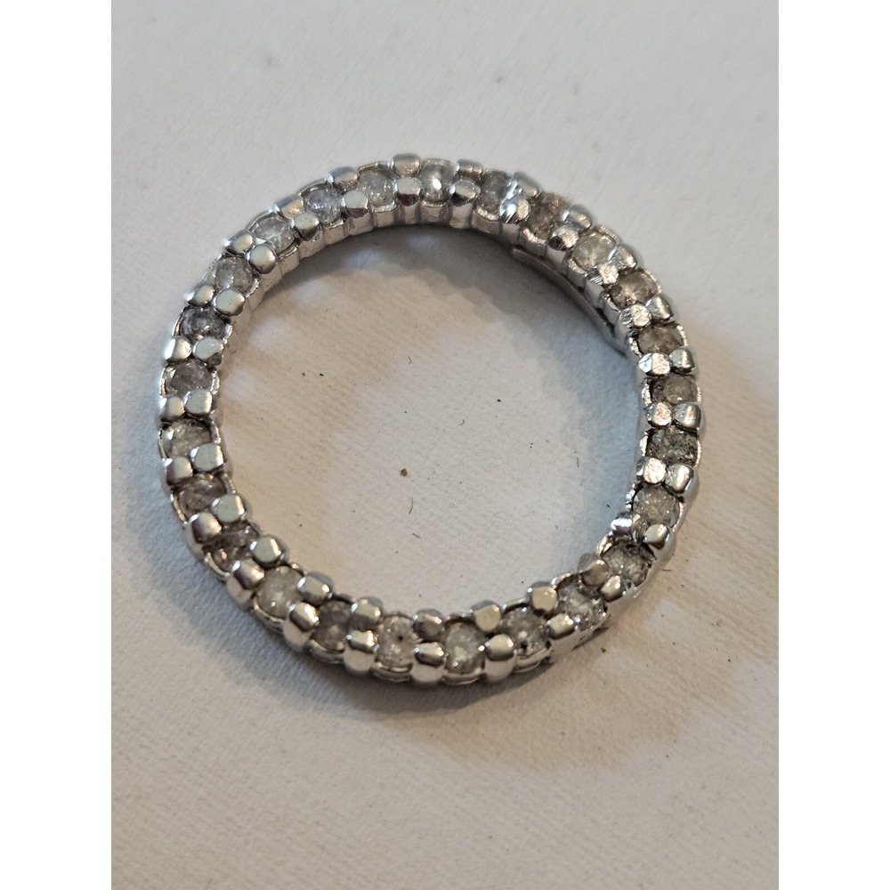 Circle Pendant Necklace 925 Sterling Stamped Silver W/ Diamonds "Circle of Life"